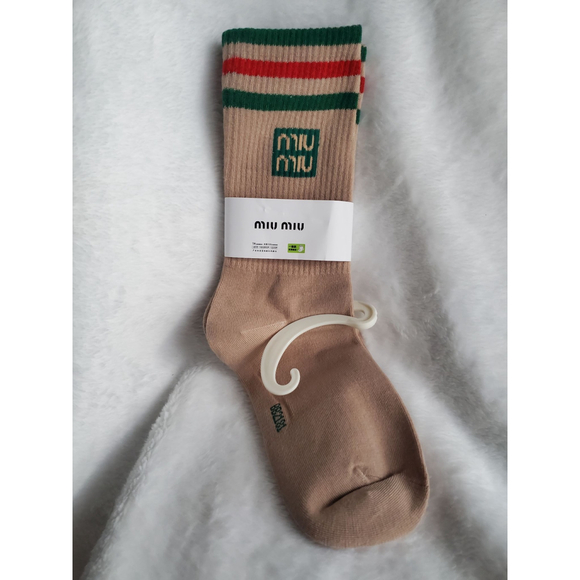 Women's Miu Miu Socks Beige and Green - Picture 1 of 1